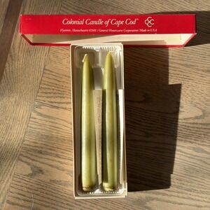 Vtg Colonial Candle Of Cape Cod 8" Handipt Candles Set of 2 New In Box Bayberry
